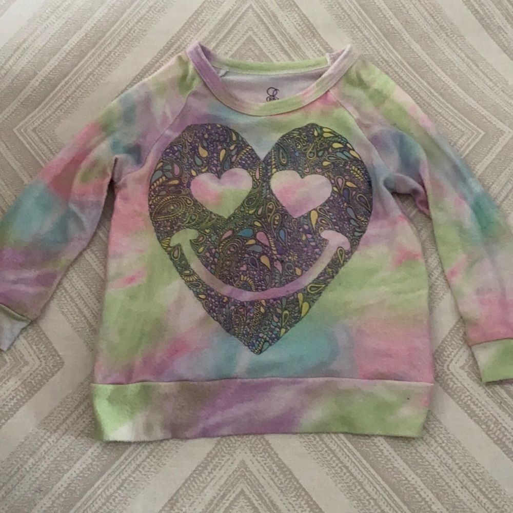 Lauren Moshi Heart Smile Tie Dye Girls Sweatshirt